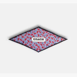 Coach CHERRY SWIRL PRINT SILK DIAMOND SCARF, Blue/Red, NWT, Sold Out Online!